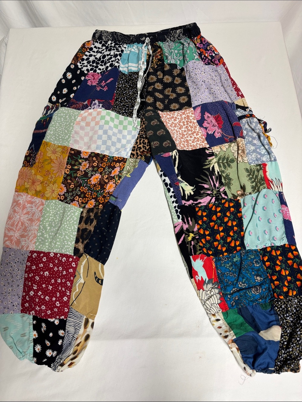 Handmade Patchwork Harem Pants 100% Rayon Boho Festival Joggers